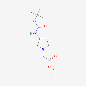 Ethyl 2-(3-((tert-butoxycarbonyl)amino)pyrrolidin-1-yl)acetate chemical structure (CAS 261715-70-2)