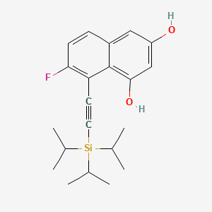 7-Fluoro-8-((triisopropylsilyl)ethynyl)naphthalene-1,3-diol chemical structure (CAS 2621932-34-9)