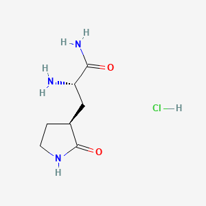 (S)-2-Amino-3-((S)-2-oxopyrrolidin-3-yl)propanamide hydrochloride chemical structure (CAS 2628280-48-6)