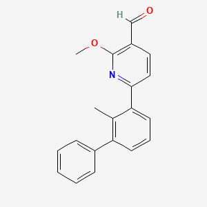 2-Methoxy-6-(2-methyl-[1,1'-biphenyl]-3-yl)nicotinaldehyde chemical structure (CAS 2628508-65-4)
