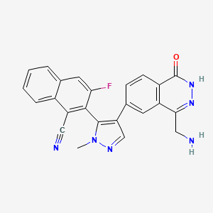 2-(4-(4-(Aminomethyl)-1-oxo-1,2-dihydrophthalazin-6-yl)-1-methyl-1H-pyrazol-5-yl)-3-fluoro-1-naphthonitrile chemical structure (CAS 2629314-68-5)