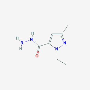 1-Ethyl-3-methyl-1H-pyrazole-5-carbohydrazide chemical structure (CAS 263016-17-7)