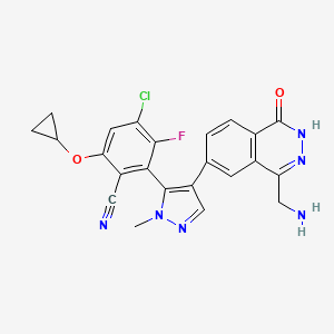 (2R)-2-(4-(4-(Aminomethyl)-1-oxo-1,2-dihydrophthalazin-6-yl)-1-methyl-1H-pyrazol-5-yl)-4-chloro-6-cyclopropoxy-3-fluorobenzonitrile chemical structure (CAS 2630904-45-7)