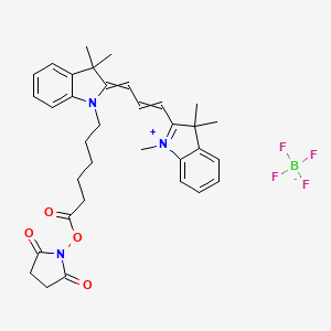 1-(6-((2,5-Dioxopyrrolidin-1-yl)oxy)-6-oxohexyl)-3,3-dimethyl-2-(3-(1,3,3-trimethylindolin-2-ylidene)prop-1-en-1-yl)-3H-indol-1-ium tetrafluoroborate chemical structure (CAS 2632339-91-2)