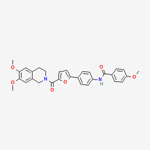 N-(4-(5-(6,7-Dimethoxy-1,2,3,4-tetrahydroisoquinoline-2-carbonyl)furan-2-yl)phenyl)-4-methoxybenzamide chemical structure (CAS 2632874-49-6)