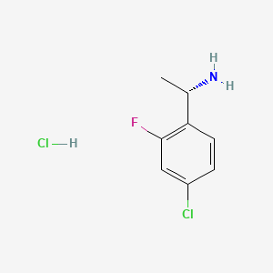 (S)-1-(4-Chloro-2-fluorophenyl)ethan-1-amine hydrochloride chemical structure (CAS 2633638-66-9)