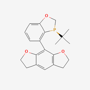 (S)-3-(tert-Butyl)-4-(2,3,5,6-tetrahydrobenzo[1,2-b:5,4-b']difuran-8-yl)-2,3-dihydrobenzo[d][1,3]oxaphosphole chemical structure (CAS 2634687-60-6)