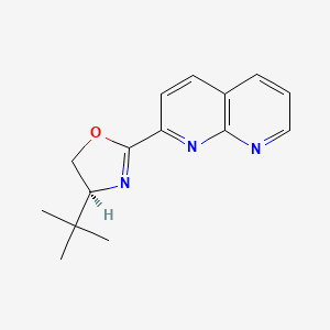 (S)-4-(tert-Butyl)-2-(1,8-naphthyridin-2-yl)-4,5-dihydrooxazole chemical structure (CAS 2634687-69-5)