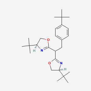 (4S,4'S)-2,2'-(2-(4-(tert-Butyl)phenyl)ethane-1,1-diyl)bis(4-(tert-butyl)-4,5-dihydrooxazole) chemical structure (CAS 2634687-80-0)