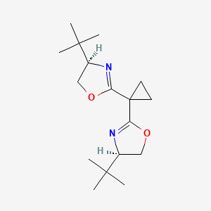 (4R,4'R)-2,2'-(Cyclopropane-1,1-diyl)bis(4-(tert-butyl)-4,5-dihydrooxazole) chemical structure (CAS 2634687-87-7)