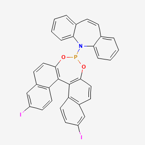 5-((11bS)-9,14-Diiododinaphtho[2,1-d:1',2'-f][1,3,2]dioxaphosphepin-4-yl)-5H-dibenzo[b,f]azepine chemical structure (CAS 2635339-79-4)