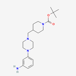 tert-Butyl 4-((4-(3-aminophenyl)piperazin-1-yl)methyl)piperidine-1-carboxylate chemical structure (CAS 2636798-59-7)