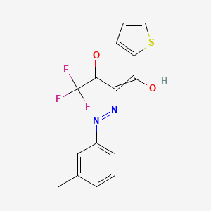 4,4,4-Trifluoro-1-(thiophen-2-yl)-2-(2-(m-tolyl)hydrazono)butane-1,3-dione chemical structure (CAS 263890-70-6)