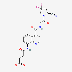 (S)-4-((4-((2-(2-Cyano-4,4-difluoropyrrolidin-1-yl)-2-oxoethyl)carbamoyl)quinolin-8-yl)amino)-4-oxobutanoic acid chemical structure (CAS 2639365-69-6)