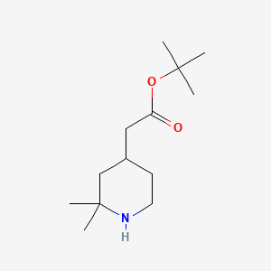 tert-Butyl 2-(2,2-dimethylpiperidin-4-yl)acetate chemical structure (CAS 2639409-37-1)