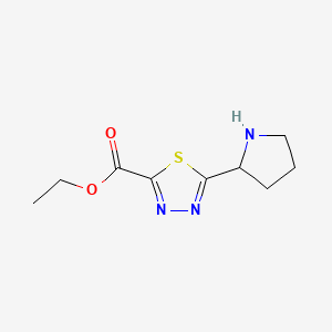 Ethyl 5-(pyrrolidin-2-yl)-1,3,4-thiadiazole-2-carboxylate chemical structure (CAS 2639424-93-2)