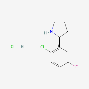 (S)-2-(2-Chloro-5-fluorophenyl)pyrrolidine hydrochloride chemical structure (CAS 2639622-98-1)