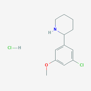 2-(3-Chloro-5-methoxyphenyl)piperidine hydrochloride chemical structure (CAS 2639626-67-6)