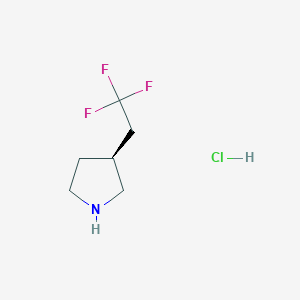 (S)-3-(2,2,2-Trifluoroethyl)pyrrolidine hydrochloride chemical structure (CAS 2639960-45-3)