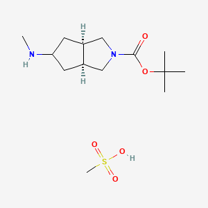 rel-tert-Butyl (3aR,5s,6aS)-5-(methylamino)hexahydrocyclopenta[c]pyrrole-2(1H)-carboxylate methanesulfonate chemical structure (CAS 2640378-28-3)