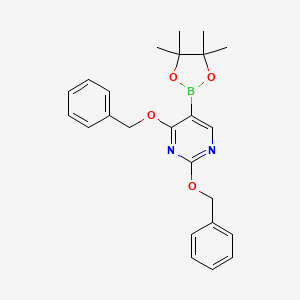 2,4-Bis(benzyloxy)-5-(4,4,5,5-tetramethyl-1,3,2-dioxaborolan-2-yl)pyrimidine chemical structure (CAS 2640480-55-1)