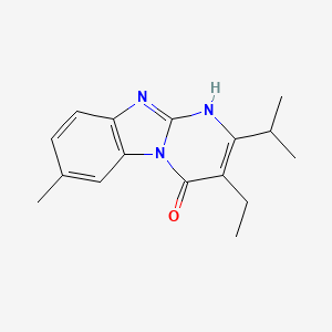 3-Ethyl-2-isopropyl-7-methylbenzo[4,5]imidazo[1,2-a]pyrimidin-4(10H)-one chemical structure (CAS 2641398-04-9)