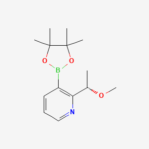 (S)-2-(1-Methoxyethyl)-3-(4,4,5,5-tetramethyl-1,3,2-dioxaborolan-2-yl)pyridine chemical structure (CAS 2641451-45-6)