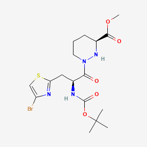 Methyl (S)-1-((S)-3-(4-bromothiazol-2-yl)-2-((tert-butoxycarbonyl)amino)propanoyl)hexahydropyridazine-3-carboxylate chemical structure (CAS 2641451-75-2)