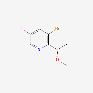 (S)-3-Bromo-5-iodo-2-(1-methoxyethyl)pyridine chemical structure (CAS 2641451-76-3)