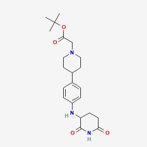 tert-Butyl 2-(4-(4-((2,6-dioxopiperidin-3-yl)amino)phenyl)piperidin-1-yl)acetate chemical structure (CAS 2641512-32-3)