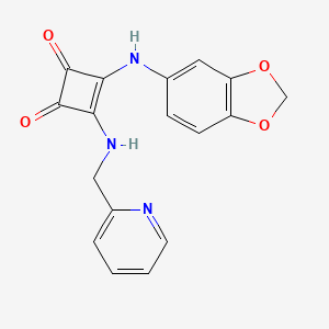3-(Benzo[d][1,3]dioxol-5-ylamino)-4-((pyridin-2-ylmethyl)amino)cyclobut-3-ene-1,2-dione chemical structure (CAS 2642394-38-3)