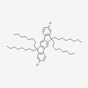 2,8-Dibromo-6,6,12,12-tetraoctyl-6,12-dihydroindeno[1,2-b]fluorene chemical structure (CAS 264281-45-0)