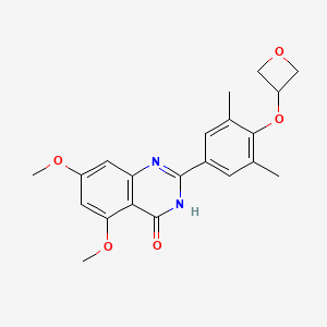 2-(3,5-Dimethyl-4-(oxetan-3-yloxy)phenyl)-5,7-dimethoxyquinazolin-4(3H)-one chemical structure (CAS 2644662-83-7)