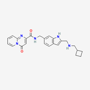 N-((2-(((Cyclobutylmethyl)amino)methyl)-1H-indol-6-yl)methyl)-4-oxo-4H-pyrido[1,2-a]pyrimidine-2-carboxamide chemical structure (CAS 2648257-56-9)