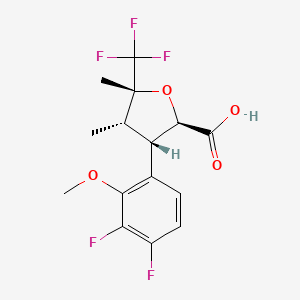 (2R,3S,4S,5R)-3-(3,4-Difluoro-2-methoxyphenyl)-4,5-dimethyl-5-(trifluoromethyl)tetrahydrofuran-2-carboxylic acid chemical structure (CAS 2649470-87-9)