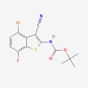 tert-Butyl (4-bromo-3-cyano-7-fluorobenzo[b]thiophen-2-yl)carbamate chemical structure (CAS 2649788-79-2)