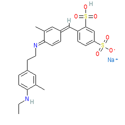 Sodium 4-((4-(ethylamino)-3-methylphenyl)(4-(ethylimino)-3-methylcyclohexa-2,5-dien-1-ylidene)methyl)-3-sulfobenzenesulfonate chemical structure (CAS 2650-17-1)