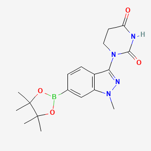 1-(1-Methyl-6-(4,4,5,5-tetramethyl-1,3,2-dioxaborolan-2-yl)-1H-indazol-3-yl)dihydropyrimidine-2,4(1H,3H)-dione chemical structure (CAS 2654822-43-0)
