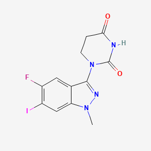 1-(5-Fluoro-6-iodo-1-methyl-1H-indazol-3-yl)dihydropyrimidine-2,4(1H,3H)-dione chemical structure (CAS 2654830-24-5)