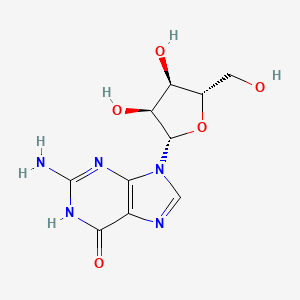 2-Amino-9-((2S,3S,4R,5S)-3,4-dihydroxy-5-(hydroxymethyl)tetrahydrofuran-2-yl)-3H-purin-6(9H)-one chemical structure (CAS 26578-09-6)