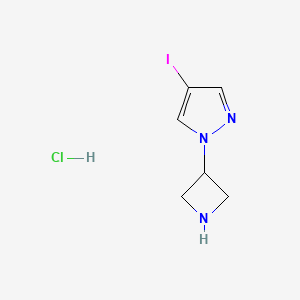 1-(Azetidin-3-yl)-4-iodo-1H-pyrazole hydrochloride chemical structure (CAS 2658468-39-2)