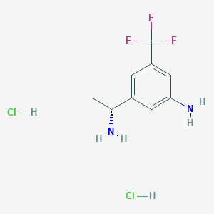 (R)-3-(1-Aminoethyl)-5-(trifluoromethyl)aniline dihydrochloride chemical structure (CAS 2664977-33-5)