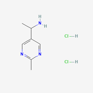1-(2-Methylpyrimidin-5-yl)ethan-1-amine dihydrochloride chemical structure (CAS 2665660-59-1)