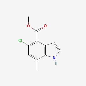 Methyl 5-chloro-7-methyl-1H-indole-4-carboxylate chemical structure (CAS 2665662-70-2)