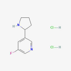 3-Fluoro-5-(pyrrolidin-2-yl)pyridine dihydrochloride chemical structure (CAS 2665662-89-3)