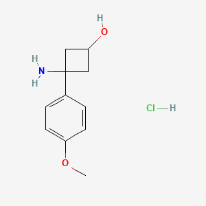 3-Amino-3-(4-methoxyphenyl)cyclobutan-1-ol hydrochloride chemical structure (CAS 2665663-20-5)