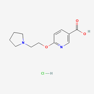 6-(2-(Pyrrolidin-1-yl)ethoxy)nicotinic acid hydrochloride chemical structure (CAS 2665663-22-7)