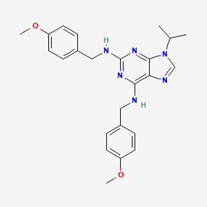 9-Isopropyl-N2,N6-bis(4-methoxybenzyl)-9H-purine-2,6-diamine chemical structure (CAS 267402-71-1)
