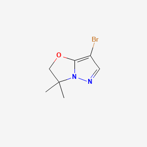 7-Bromo-3,3-dimethyl-2,3-dihydropyrazolo[5,1-b]oxazole chemical structure (CAS 2676863-02-6)