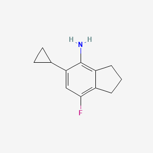 5-Cyclopropyl-7-fluoro-2,3-dihydro-1H-inden-4-amine chemical structure (CAS 2676863-29-7)
